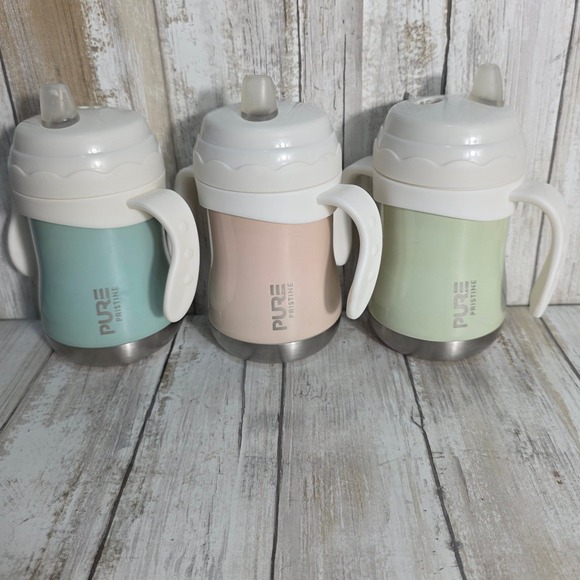 Pure Pristine Other - Pure Pristine Stainless Steel Sippy Cup 3pc Insulated Toddler Trainer Pastels